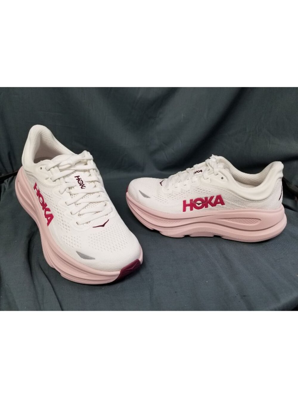 Hoka One One Bondi 9 Sneakers White Pink Opal Women's Size 7.5 NEW NO BOX!